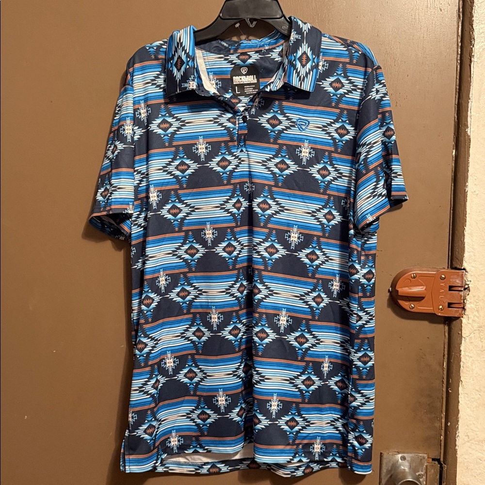 Rock&Roll Denim Men's Patterned Short Sleeve Button Shirt